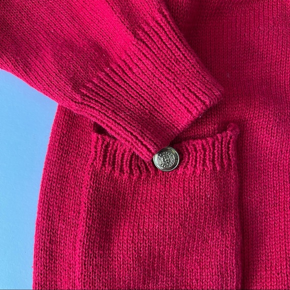 Vintage Heavy Knit Oversized Red Cardigan - Picture 5 of 9